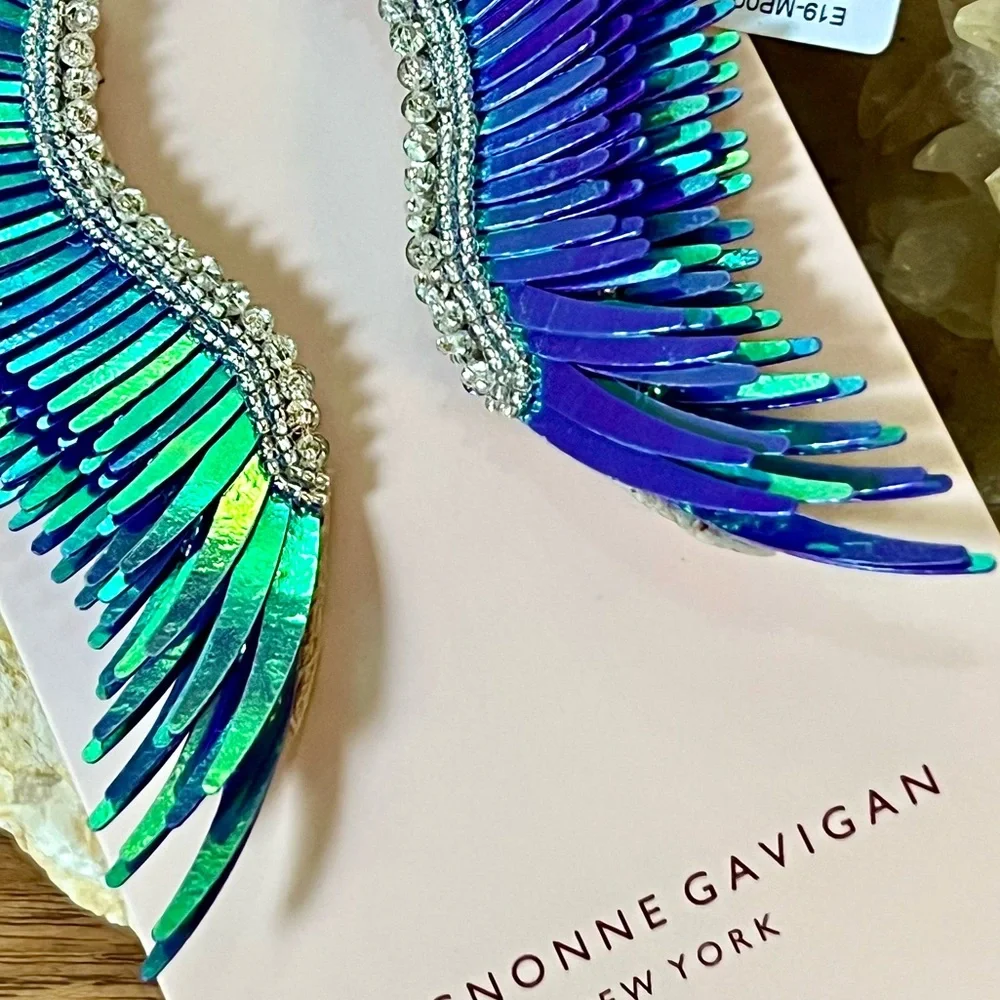 NWT Mignonne Gavigan Madeline Light Metallic Purple Statement Earrings - Picture 8 of 16